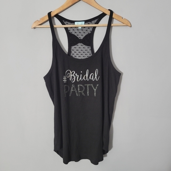 Betsey Johnson Blue Black Bridal Party Embellished Tank Top NWT - Picture 3 of 10